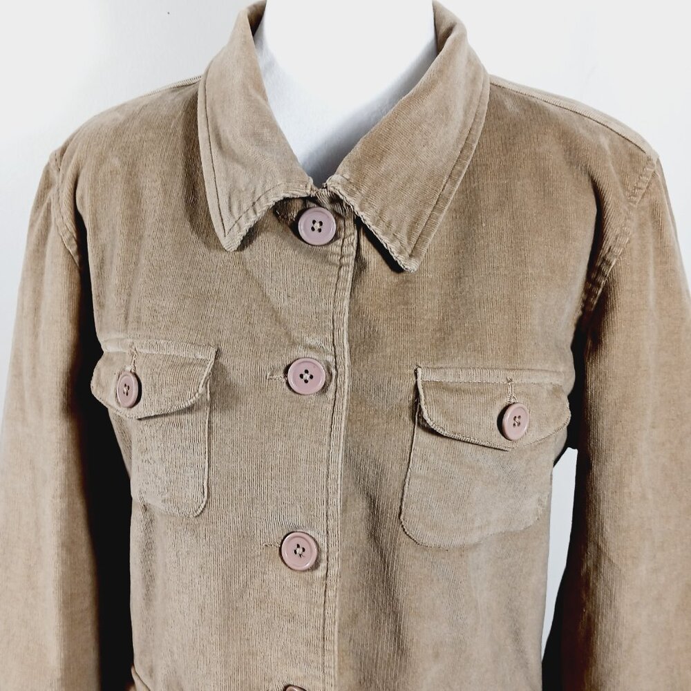 Denim & Co. Women's Utility Jacket, Tan Corduroy, Size Large, Safari Barn Chore - Picture 6 of 15